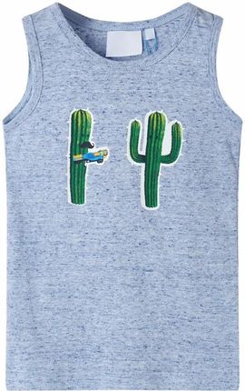 Podkoszulek dziecięcy z nadrukiem kaktusów, bawełniany, niebieski, 104 (3-4 lata)