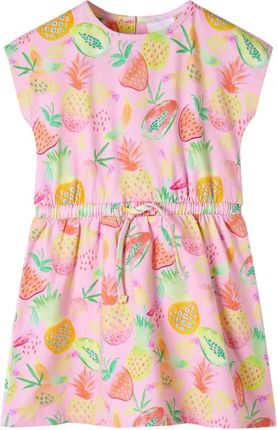 Sukienka dziecięca owocowa, 140, różowa, bawełna/elastan, kimono