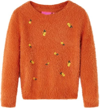 Sweterek Dziecięcy Kwiatki Palony Pomarańcz 128cm
