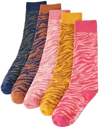 Zebra Kids Socks - EU 26-29, granat/koniak/stary róż/jaskrawy róż/ochra, 78% bawełna, nadruk zebry, dla dzieci 5-6 lat