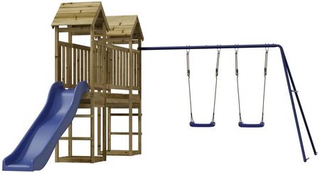 Zakito Europe Drewniany Domek Zabaw Dla Dzieci 308X406X207Cm Niebieski