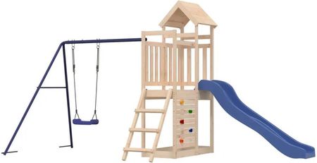 Zakito Europe Wieża Do Zabawy Dla Dzieci Z Huśtawką I Zjeżdżalnią Drewno Sosnowe Niebieski 375X186 214Cm