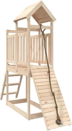 Zakito Europe Drewniany Domek Dla Dzieci Z Zjeżdżalnią 229X64X214Cm Sosna