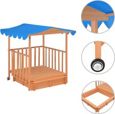 Zakito Europe Domek Piaskownica Z Daszkiem Uv50, 130X130X143Cm Naturalny + Niebieski
