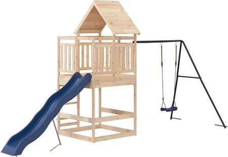 Zakito Europe Zestaw Do Zabawy Dla Dzieci Drewniana Wieża Huśtawka Zjeżdżalnia 466X206X264Cm