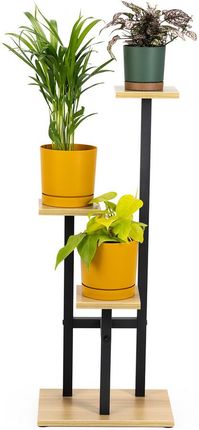 Uniwersalny stojak na kwiaty kwietnik na 3 doniczki 3-poziomowy PEAK (Czarny)