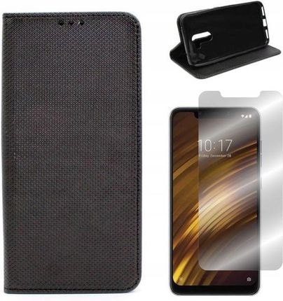 Gsm Hurt Etui Do Xiaomi Pocophone F1 Smart Magnet Czarny Case Pokrowiec I Szkło