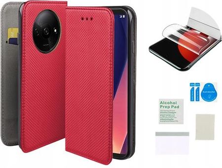 Martech Etui Z Klapką Do Xiaomi Redmi A3 4G Czerwony Obudowa Folia Ochronna Tpu