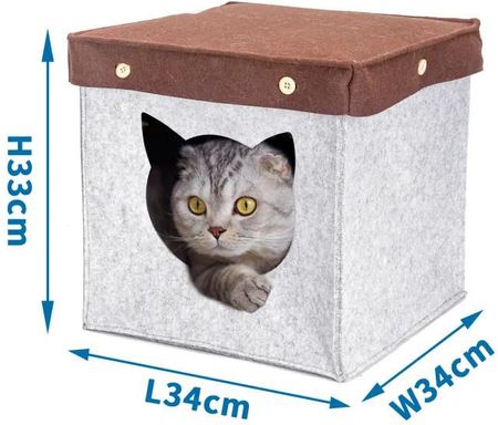 Kwadratowy półzamknięty domek dla kota