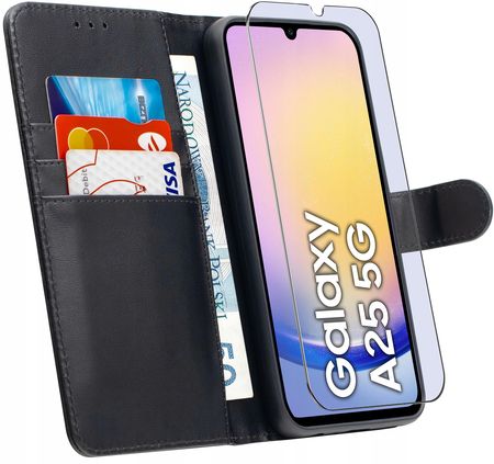 Krainagsm Etui Do Samsung A25 5G Skórzane Portfel Book Tokra Case Classic Szkło