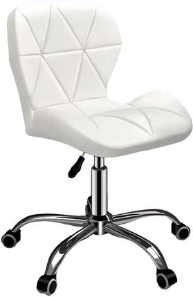 Calissimo Taboret Kosmetyczny Z Oparciem Krzesło Obrotowe Białe Curved Fryzjerski (PREK536LUXIK008WHITE)