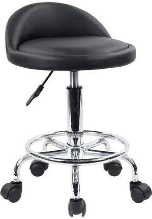 Calissimo Taboret Kosmetyczny Z Oparciem Krzesło Obrotowe Hoker Czarny Fryzjerski (PREK536BS602BLACK)