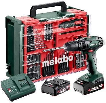 Akumulatorowa wiertarko-wkrętarka udarowa Metabo SB 18 Set Mobilny warsztat + 2 akumulatory Li-Power 18V/2.0Ah