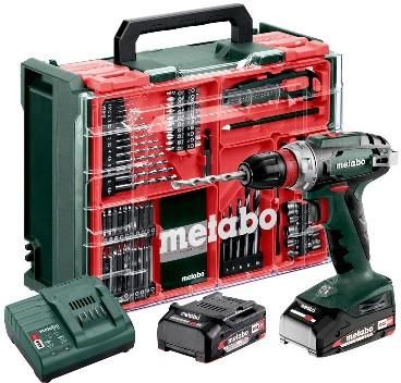 Akumulatorowa wiertarko-wkrętarka Metabo BS 18 Quick Set Mobilny warsztat + 2 akumulatory Li-Power 18V/2.0Ah