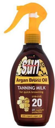 Vivaco Sun Argan Bronz Oil Tanning Milk Spf20 Mleczko Do Opalania Z Olejem Arganowym 200ml