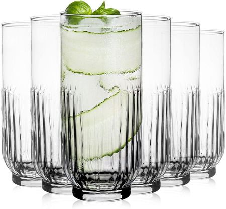 Glasmark Szklanki Ryflowane Wysokie Do Napojów Soku Wody 360Ml 6Szt.