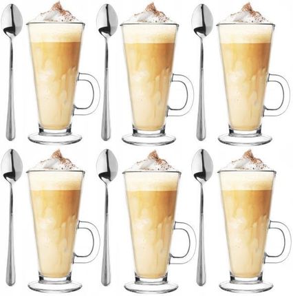 Glasmark Zestaw Do Kawy Latte Koktajli Szklanki 250Ml 6Szt. + Łyżeczki