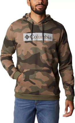 Columbia Bluza Turystyczna Męska Logo Printed Hoodie Z Kapturem Zielona