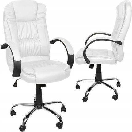 Artemis Fotel Obrotowy Biurowy Krzesło Biurowe Obrotowe Do Biurka Białe Eko Skóra