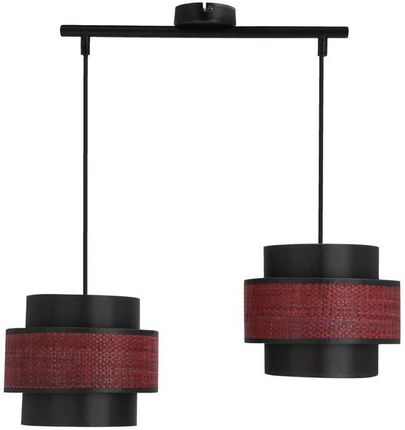 Candellux Lampa Wisząca Zwis Listwa Klasyczna Elegancka Abażur Materiałowy Czarna/Bordowa Toscana 32-23971 2X60W E27