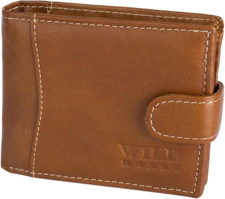 Męski portfel skórzany  Wild Horse 18A  brązowy z przeszyciami RATY 0% | PayPo | GRATIS WYSYŁKA | ZWROT DO 100 DNI