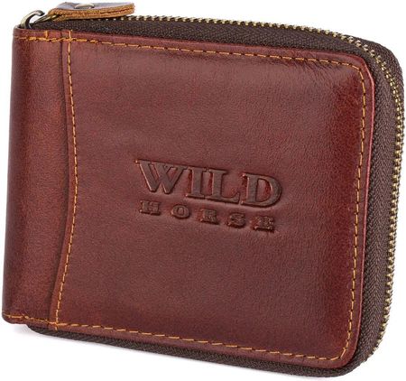 Męski portfel skórzany  Wild Horse 09 brązowy z przeszyciami RATY 0% | PayPo | GRATIS WYSYŁKA | ZWROT DO 100 DNI