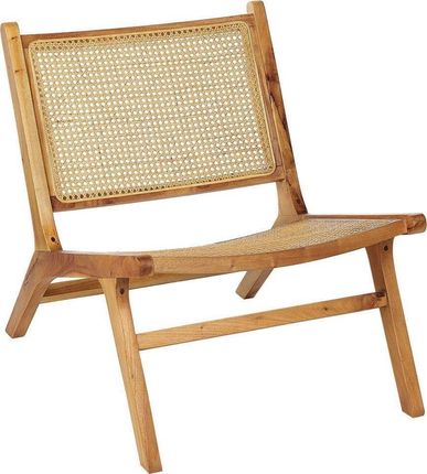 Beliani Krzesło Drewniane Z Plecionką Rattanową Jasne Drewno Middletown Lumarko 12784021