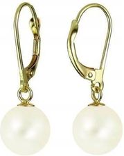 Zdjęcie Złote kolczyki z białymi perłami, klasa AAA, wiszące perły, złoto żółte 14karat - Ruda Śląska