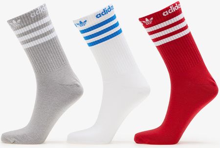 adidas Adicolor Crew Socks 3-Pack Mgh Solid Grey/ White/ Better Scarlet
