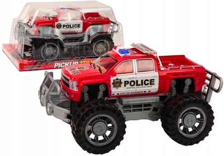 Leantoys Samochód Policyjny Pickup Czerwony Terenowy Wóz Policji