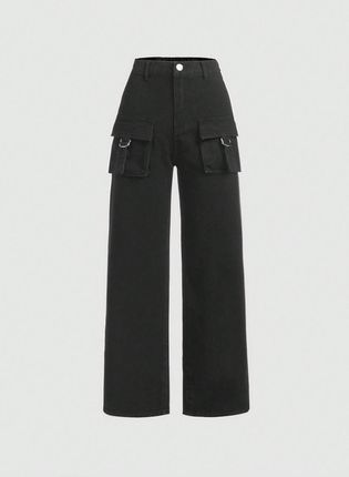 Shein Czarne Spodnie Jeansowe Kieszenie Apf NI3__128-134