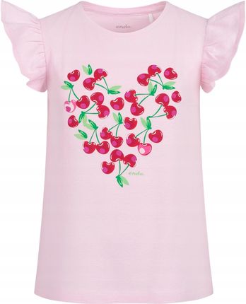 Bluzka T-shirt dla dziewczynki Bawełna falbanki 164 różowy wisienki Endo