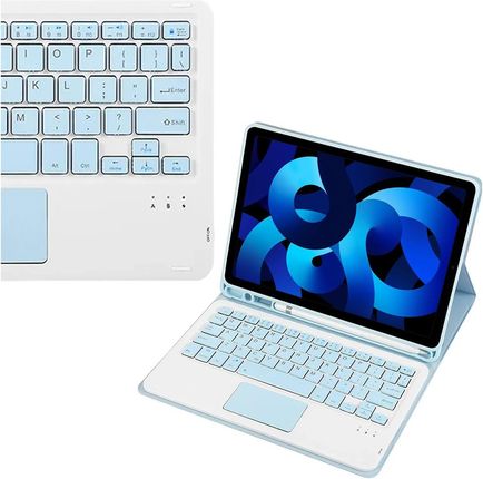 Etui z klawiaturą Bluetooth touchpad do iPad Air 5 (Niebieskie)