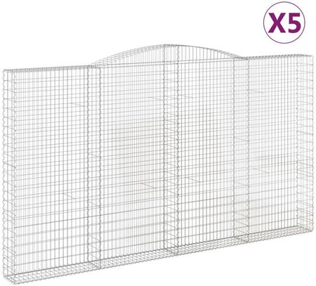 Zakito Kosz Gabionowy Dekoracyjny 400X30X220/240cm Żelazo Srebrny 5Szt. Z3146947