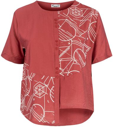 Koszula z krótkim rękawem asymetryczny przód i nadruk PANAMA