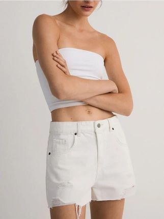 Reserved - Jeansowe szorty - biały