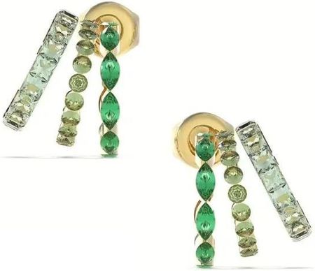Guess Złote Kolczyki Zielone Kryształki Trójkąty Crazy Earrings Jube03307Jw-Yggn