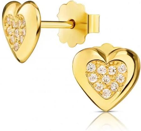 Biżuteria Gabor Złote Kolczyki Serca Z Cyrkoniami 585