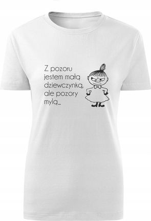 Koszulka T-shirt damska D527 Mała MI Pozory Mylą biała rozm S