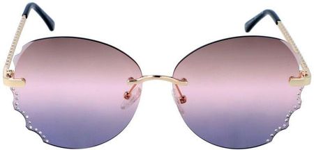Różowe szkła okulary przeciwsłoneczne cieniowane z filtrami UV złote oprawki