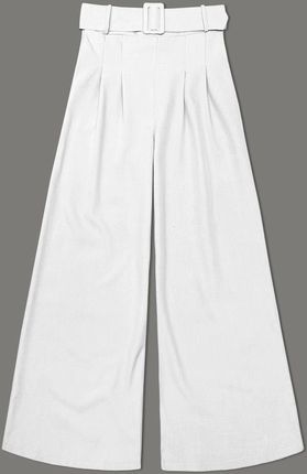 Eleganckie spodnie damskie z paskiem białe (18727)