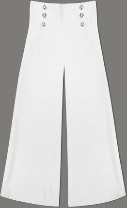Eleganckie szerokie spodnie damskie białe (33575)