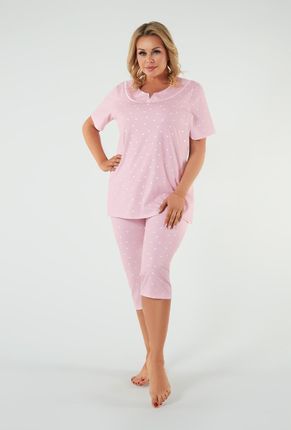 Piżama damska Elodia Italian Fashion krótki rękaw, 3/4 spodnie różowa XL