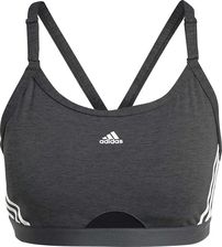 Zdjęcie Stanik damski adidas Aeroreact Training Light-Support 3-Stripes Bra ciemnoszary HC7870 - Żnin