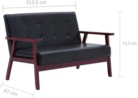 Zakito Home Sofa Retro 2 Osobowa Czarna 113,5X67X73,5 Cm - zdjęcie 3