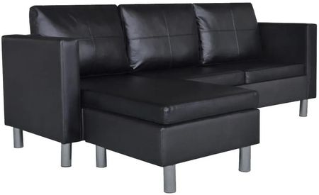 Zakito Home Sofa Narożna Z Wysokiej Jakości Skóry Czarna 188X122X77 Cm