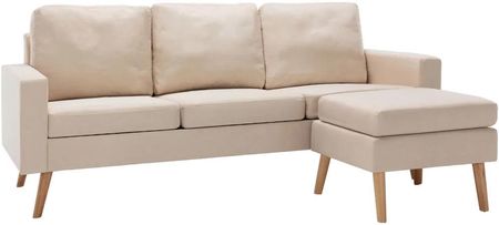 Zakito Home Sofa 3 Osobowa Z Podnóżkiem Kremowy 184X76X82,5 Cm