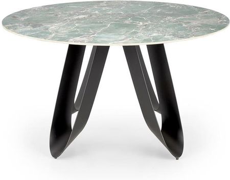 GIOVANI stół okrągły, zielony marmur, nogi czarny 3/4 osobowy nowoczesny