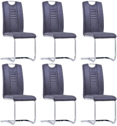 Zakito Home Zestaw 6 Krzeseł Jadalnianych Szarych Z Sztuczną Skórą 42X52X100 Cm