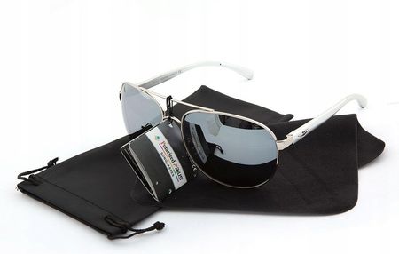 Okulary Polaryzacyjne przeciwsłoneczne Uv Pilotki lustrzane srebrne Aviator